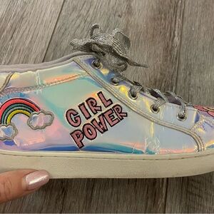 Holographic 'Girl Power' Big Girl Sneakers